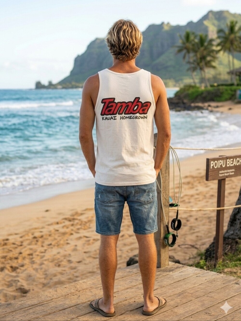 TAMBA SURF COMPANY | Homegrown Kauai Hawaii White Cotton Tank | Med/Unisex NWT